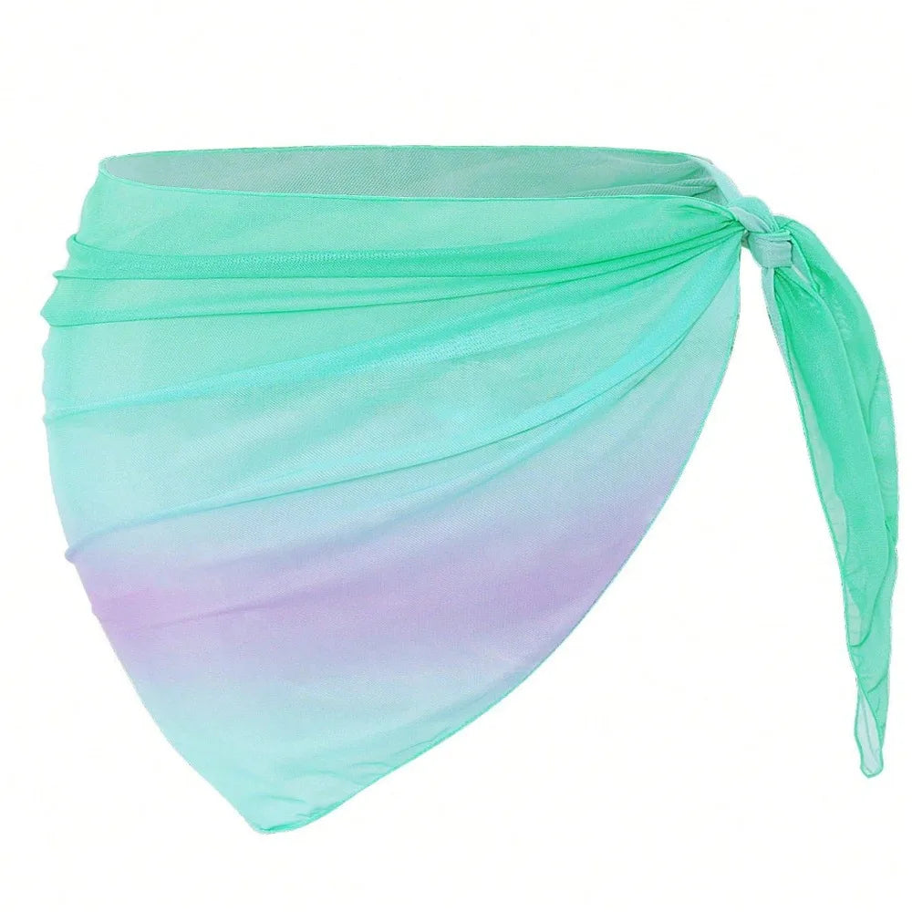 Chiffon Material Beach Dress Short Length Sheer Fabric Sarongs Vue Blue One Size