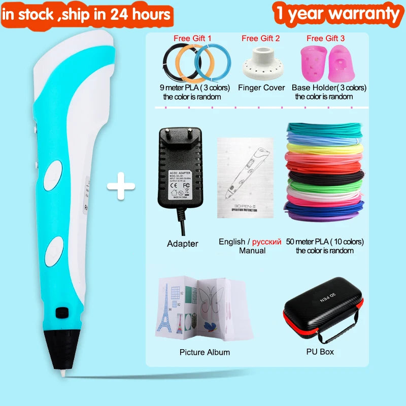 3D Pen for Children 3D Drawing Printing Pen with LCD Screen Compatible PLA Filament Toys for Kids Christmas Birthday Gift Vue EU 50M PLA Albulm 1 PLA Filagment