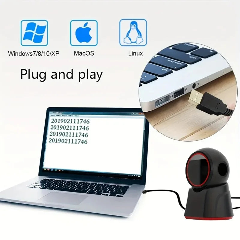 Wired 2D Barcode Scanner Desktop Scanning Platform Auto QR Code Data Matrix PDF417 Bar Code Reader USB For Retail Supermarket Vue