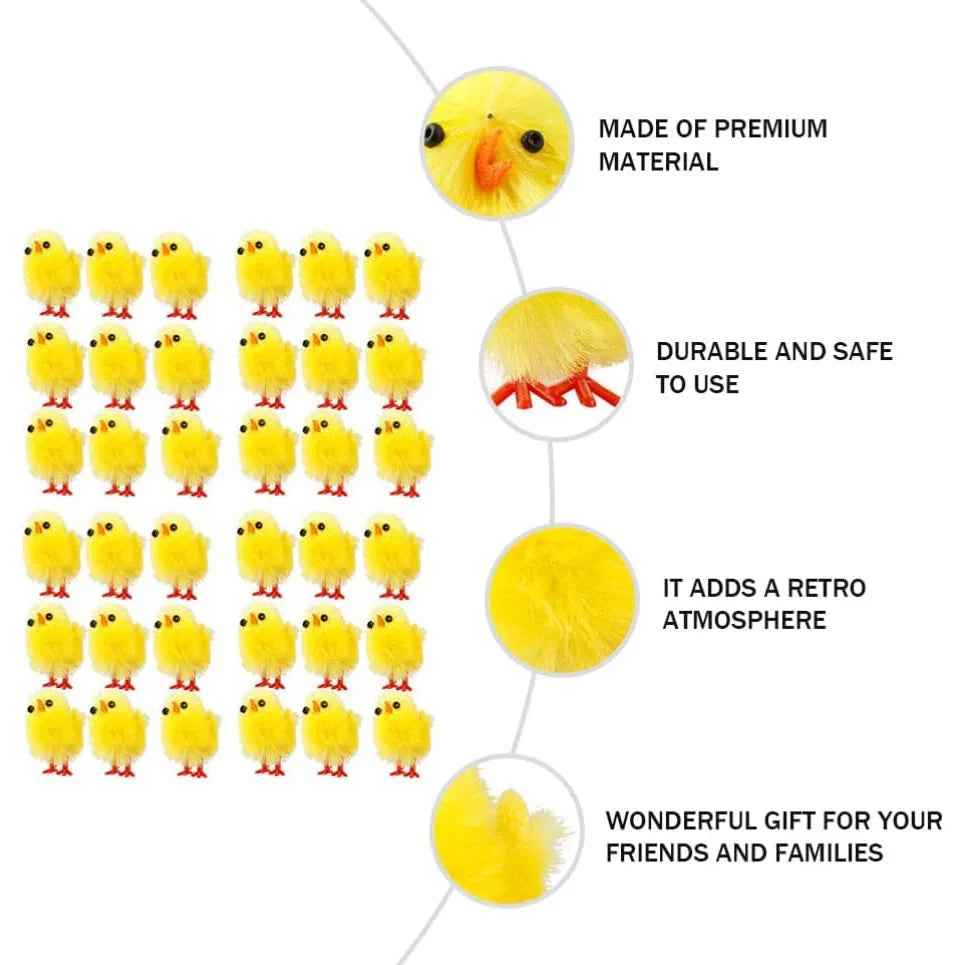 24-216PC Seasonal Craft Easter Yellow Mini Chick DIY Party Gift Egg Home Decor Holiday Decoration Festive Ornament Display Vue