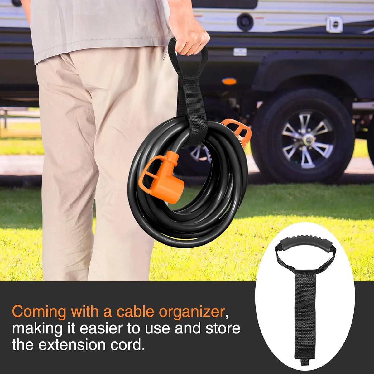 Nilight 50FT 30 Amp RV Extension Cord with Adapter 15Amp to 30Amp 125V Heavy Duty 10/3 Gauge Pure Copper STW Wire UL ETL Listed 3 Prong TT-30P TT-30R Weatherproof Suit for Generators Campers Vue