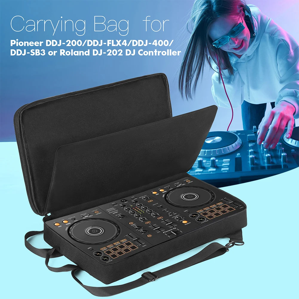 DJ Backpack for Pioneer DDJ-400 DDJ-FLX4/Roland DJ-202 Carrying Case Portable Storage Bag Anti-scratch Adjustable Shoulder Strap Vue