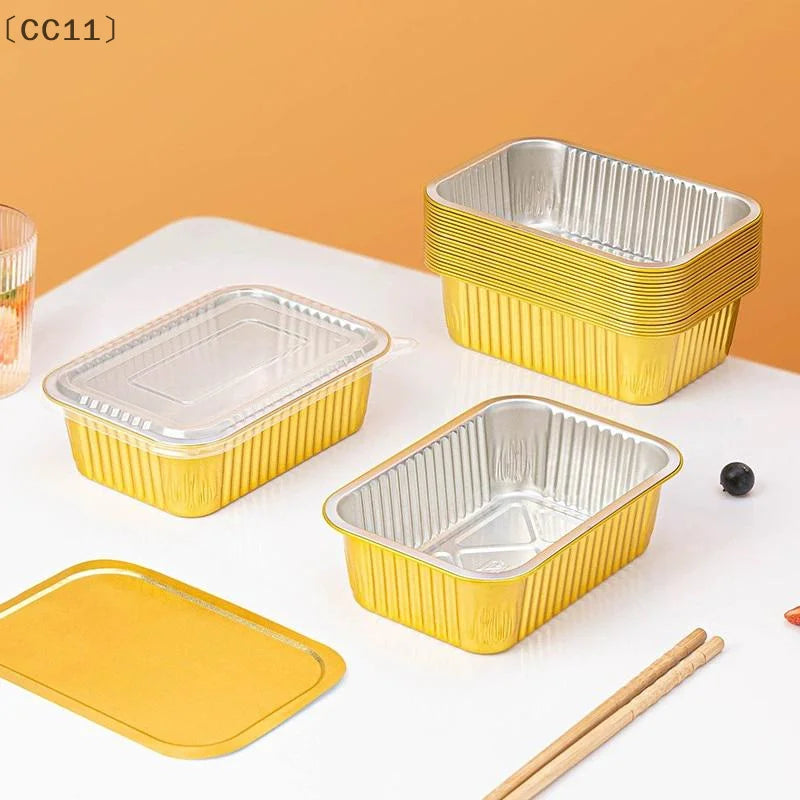 CC11Aluminum Foil Lunch Box Gold Sealed Disposable Takeaway Packaging Vue