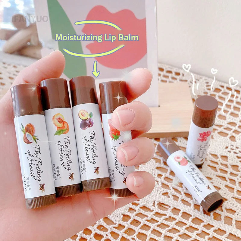 1Pc Fruity Lip Balm Moisturizing Lip Gloss Nature Nourishing Temperature Change Colors Lipstick Cute Jelly Tinted Lip Care Gifts Vue