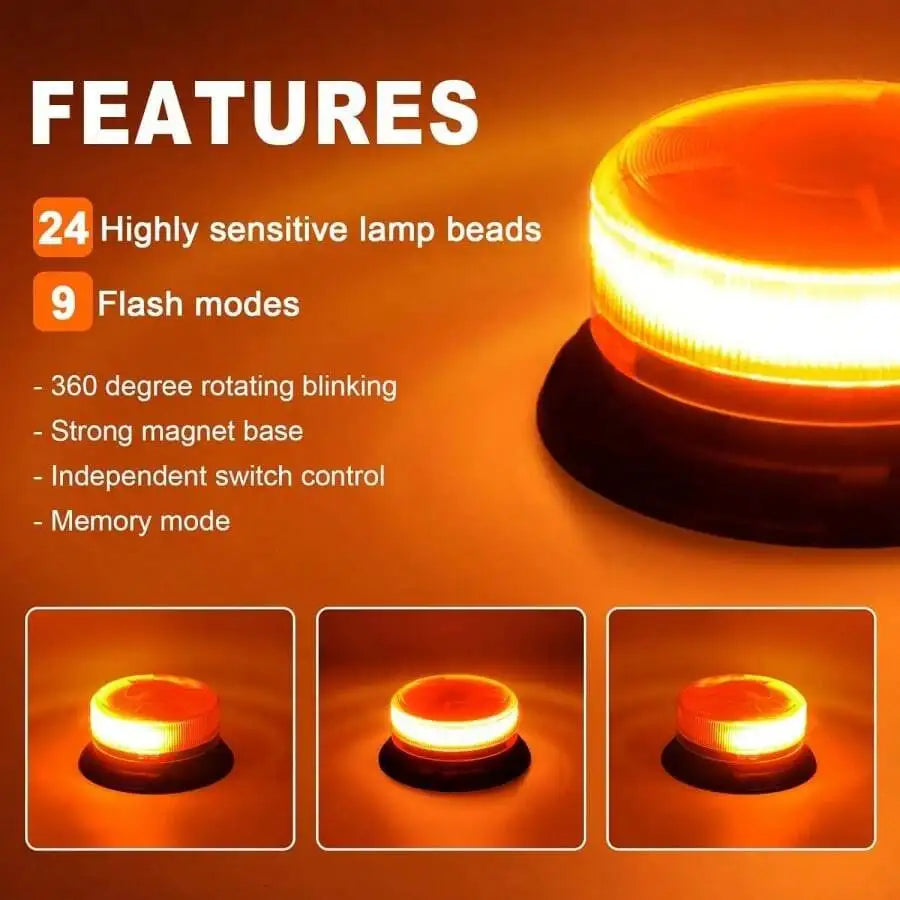 Nilight LED Strobe Light Amber Warning safety Flash Beacon Lights with Magnetic & 16ft Straight Cord for Truck Tractor UTV Car Vue