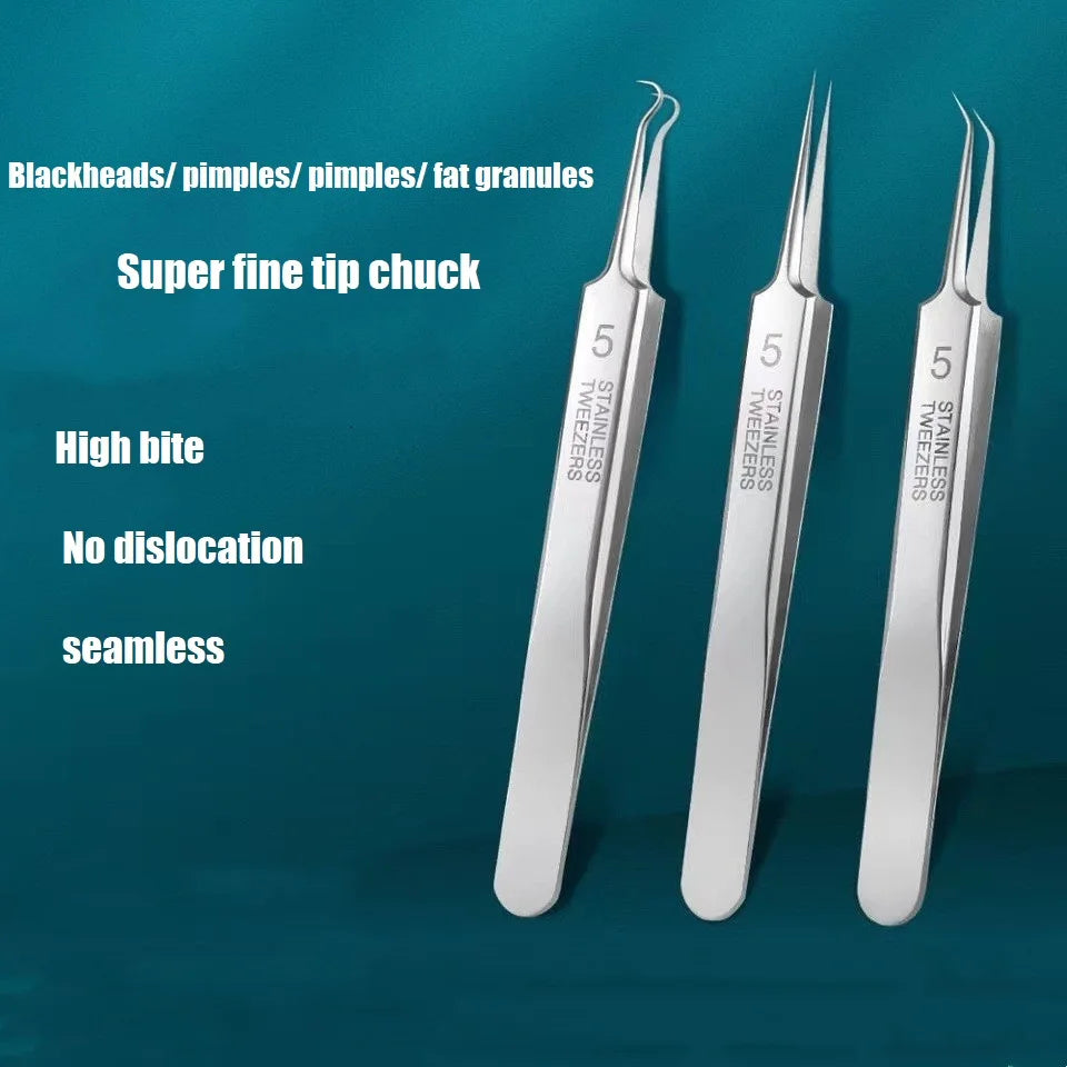 Pro Ultra Fine No.5 Blackhead Remover Tweezers Acne Pimple Needle Deep Facial Cleansing Clip Set Available Home Skin Care Tool Vue