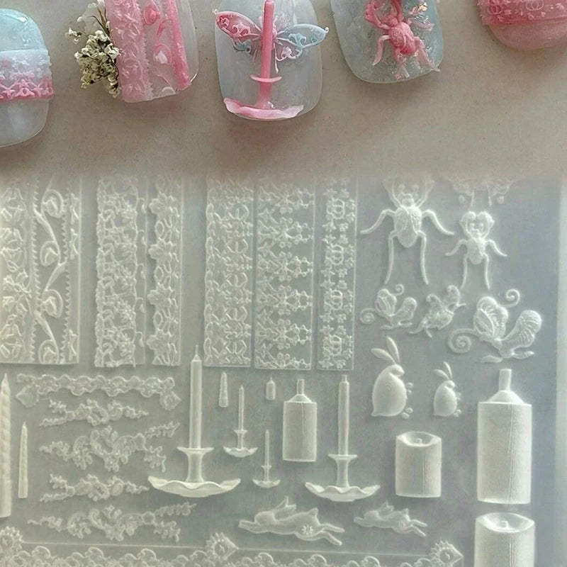 Transparent Silicone 3D French Lace Nail Mold Sweet Butterfly Pattern DIY Manicure Template Nail Art Decor Making Auxiliary Tool Vue