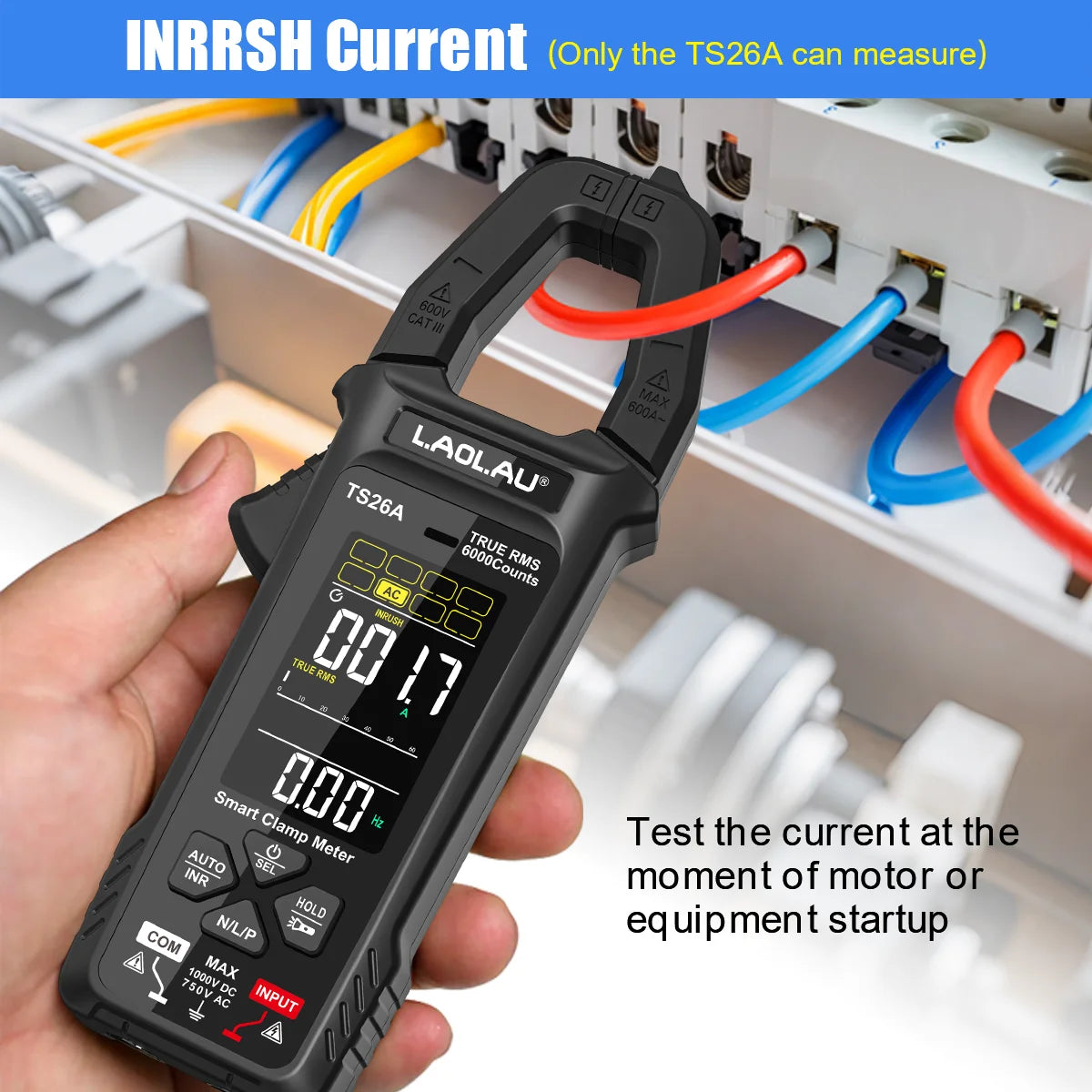 LAOLAU Digital Clamp Multimeter Phase Sequence AUTO Range Color Screen Rechargeable AC/DC Current Electric Tester TS26A TS26D Vue
