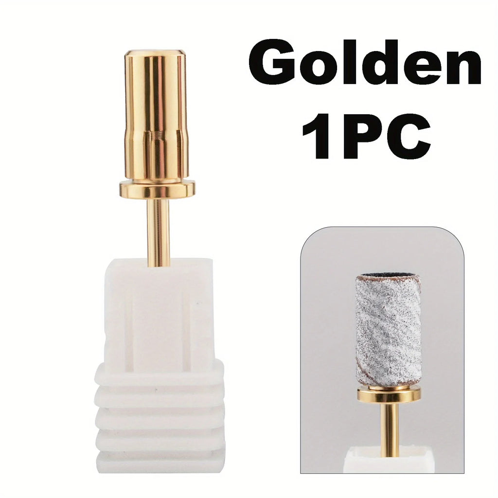 Nail Art Dead Skin Removal Sanding Band Mandrel Bit 1PC Silver Golden Color Titanium Grinding Head Shaft Manicure Pedicure Tool Vue Golden