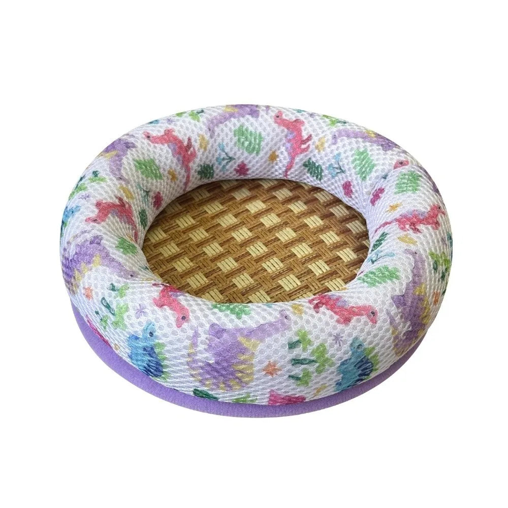 Cute Breathable Hamster Cooling Bed Non-Slip Bottom Round Pet Sleeping Mat Comfortable Soft Summer Hamster Pad Cage Accessory Vue Purple-M