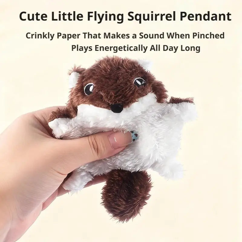 Cute Flying Squirrel Cat Toy Interactive Squeaking Plush Kitten Toys Moving Sound Pet Supplies for Cats Playing Training Vue