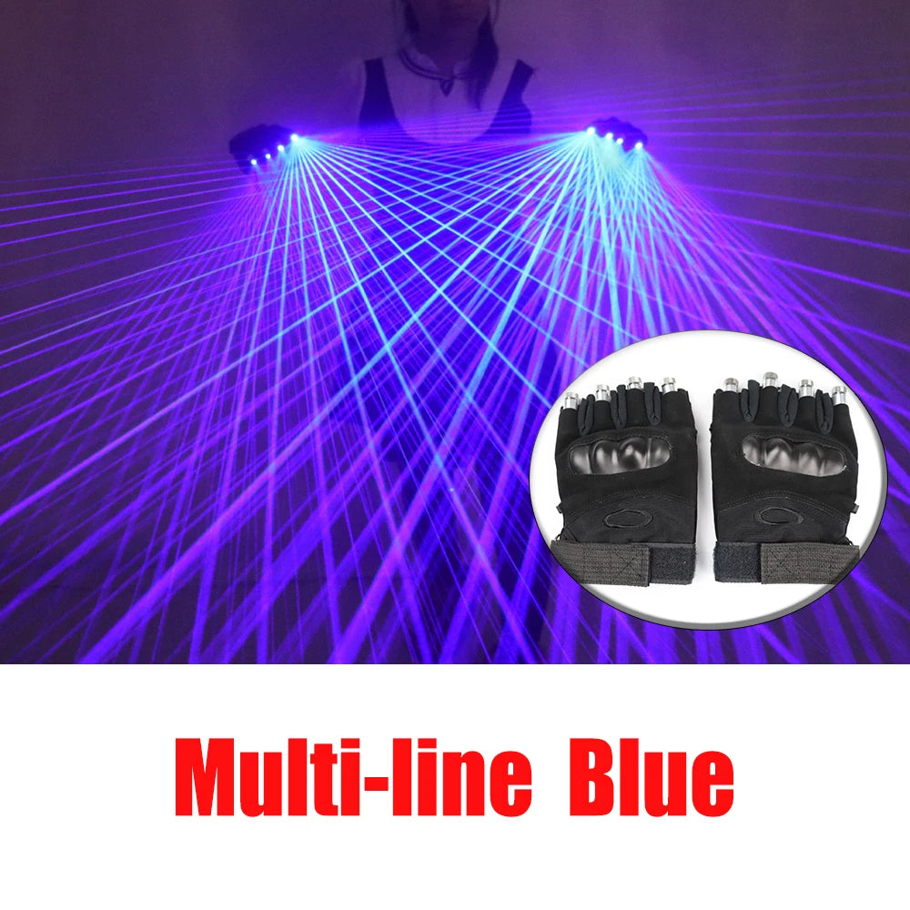 Violet Blue Single Point Big Beam Laser Gloves LED Stage Glove Glasses for DJ Club Party Show Performance Accessory Vue Multi line Laser A pair of gloves