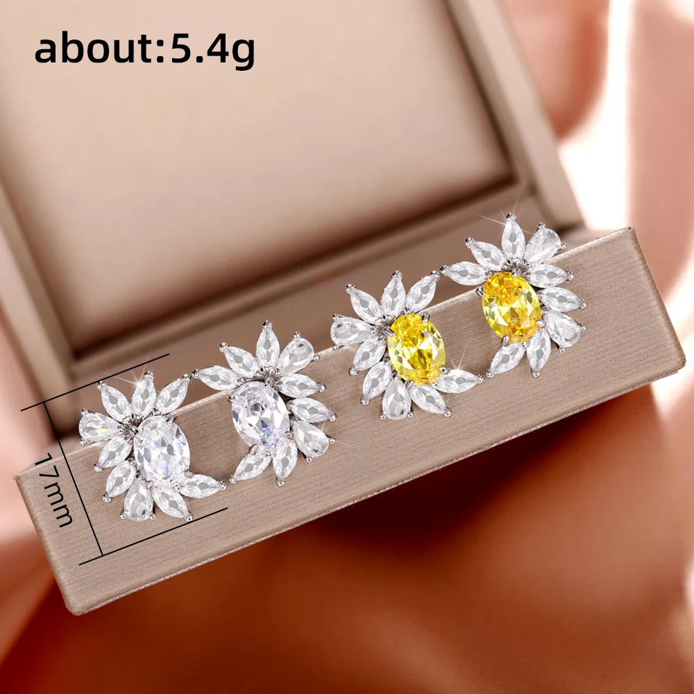 Huitan Crystal & Yellow CZ Stud Earrings | Bridal Jewelry CZ Stud Earrings Vue