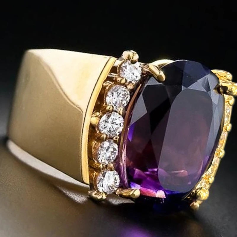 Huitan Purple CZ Wedding Ring for Women | Elegant Engagement Band Fashion Ring Vue