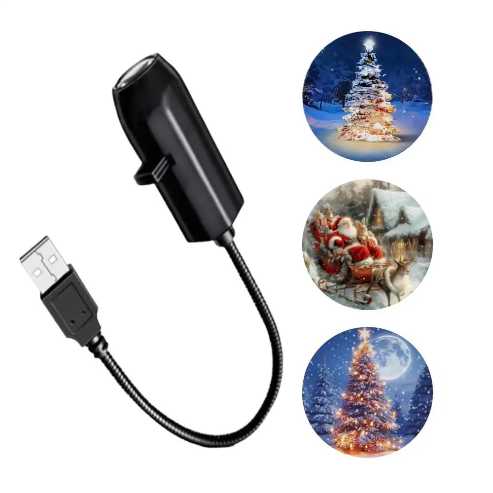 USB Christmas Projector Lights 3 Patterns LED Snowflakes Home Decor Christmas Party Decorations Holiday Ornaments for Yard Room Vue B