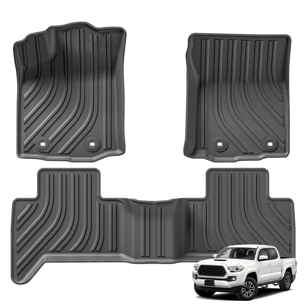 for 2016-2023 Toyota Tacoma 5FT Short Bed Only Double Cab and Automatic Car Floor Mats All Weather TPE 3D Foot Mat Black Vue