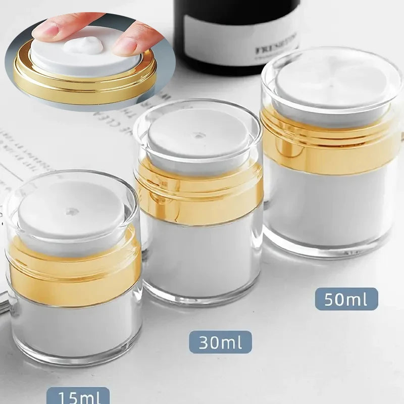 15/30/50ml Empty Airless Pump Jar Refillable Cream Jar Vacuum Bottle Portable Cream And Lotion Cosmetic Container with Pump Vue