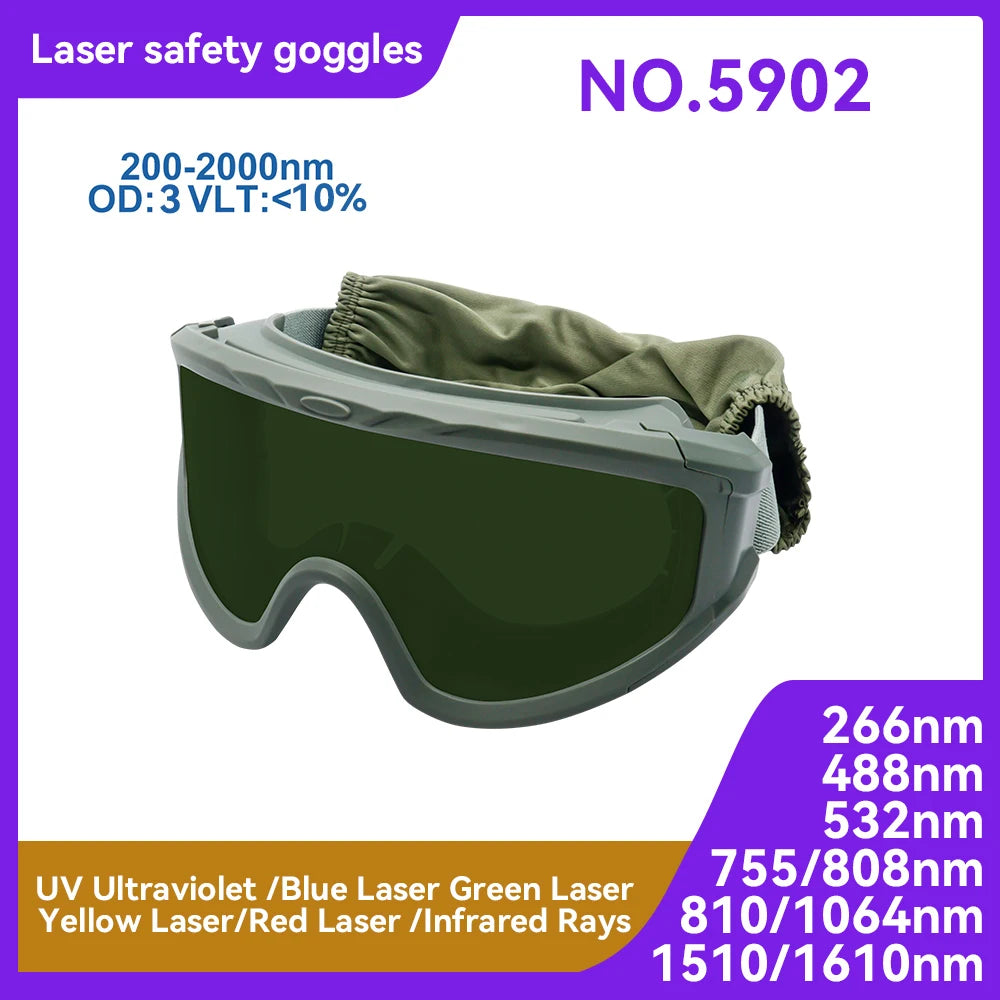 laser safety glasses CE EN207 Certified PC Lens 400-490nm OD5+ Laser Eyewear for 488nm Argon Laser Laboratory Research Protectio Vue 5902 OD3