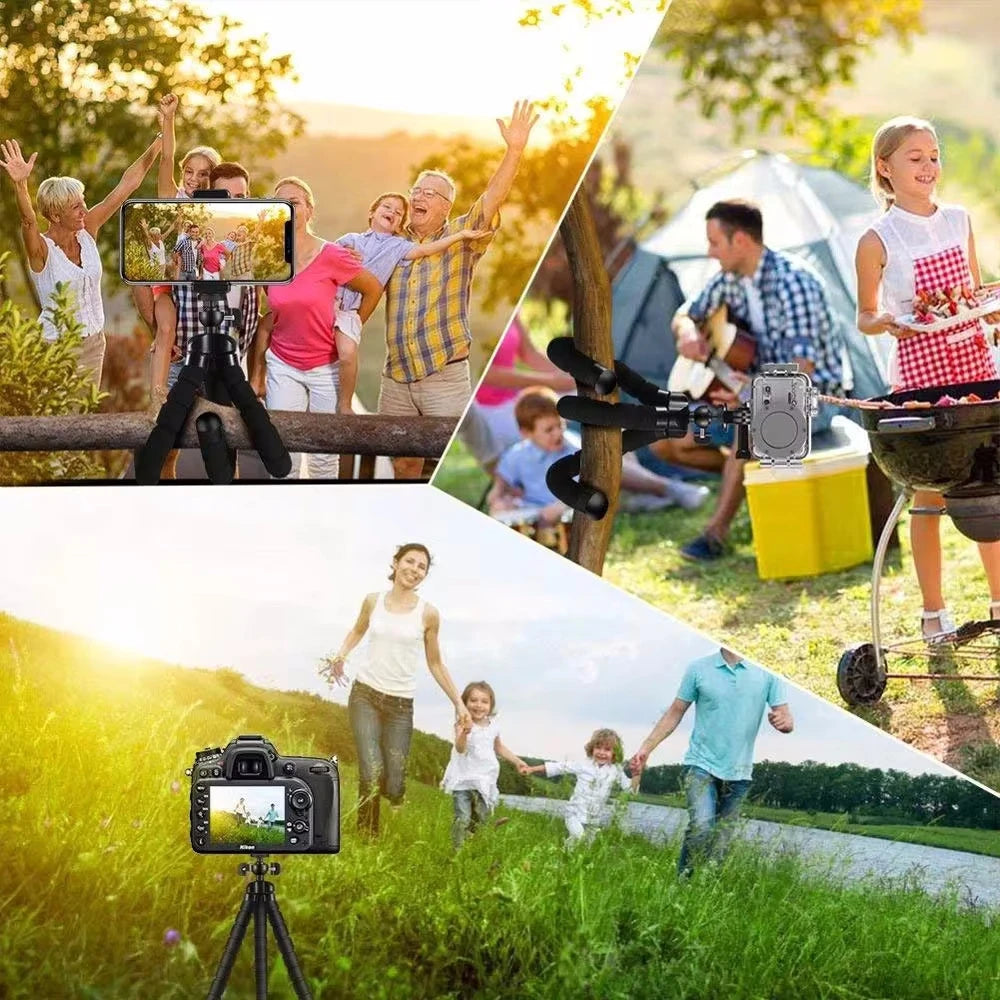 Flexible Cell Phone Tripod Mini Cell Phone Tripod with Cell Phone Holder Regular 1/4-20 Screw 360° Swivel Flexible Travel Tripod Vue