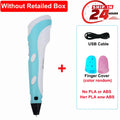3D Pen DIY Drawing Pen With LCD Screen Compatible PLA ABS Filament Toys Safe Paiting for Children Kids Christmas Birthday Gifts Vue Blue No PLA