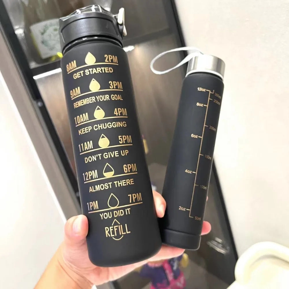 3Pcs Set Large Capacity Gradient Color Sport Water Bottle Leakproof Plastic Gym Straw Cup with Time Marker Water Cup Office Vue