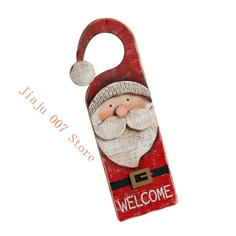 Christmas Wooden Door Sign | Santa & Snowman | No-Residue Tape Christmas Door Sign Vue
