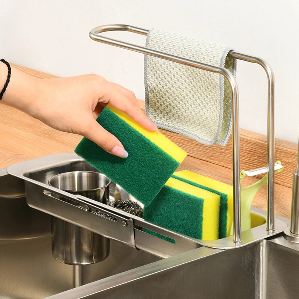 Stainless Steel Kitchen Sink Retractable Drain Rack Household Vegetable Wash Basin Drain Basket filter Basket Vue