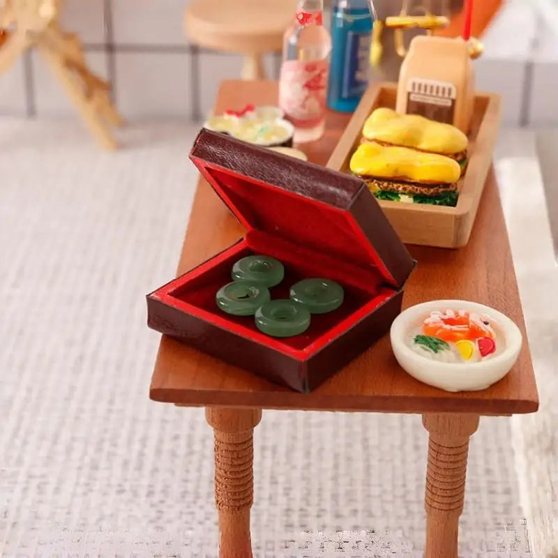 1 Set 1:12 Dollhouse Miniature Vintage Wooden Jewelry Case Mini Jewelry Box Model Decor Accessories Vue