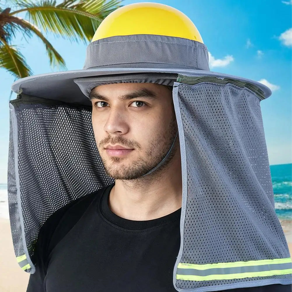 Summer Sun Shade Hard Hat Visor Reflective Strip Mesh Neck Shield Safety Helmet Cover for Outdoor Work Vue