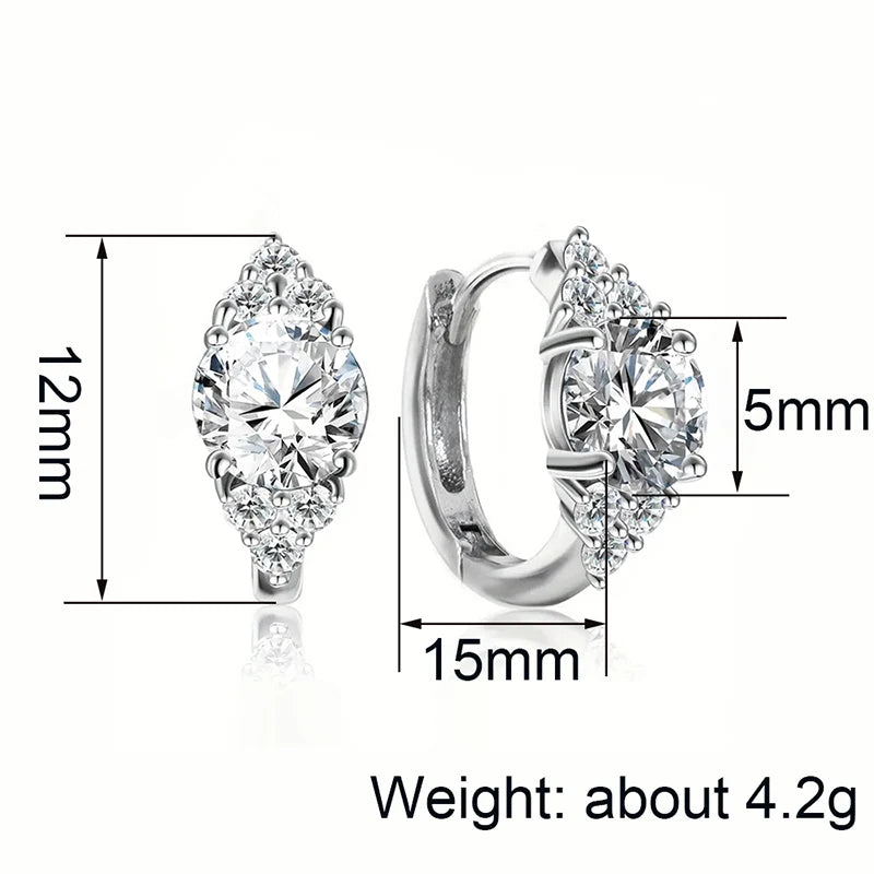 Huitan Crystal CZ Hoop Earrings – Silver Women's Fashion Hoop Earrings Vue