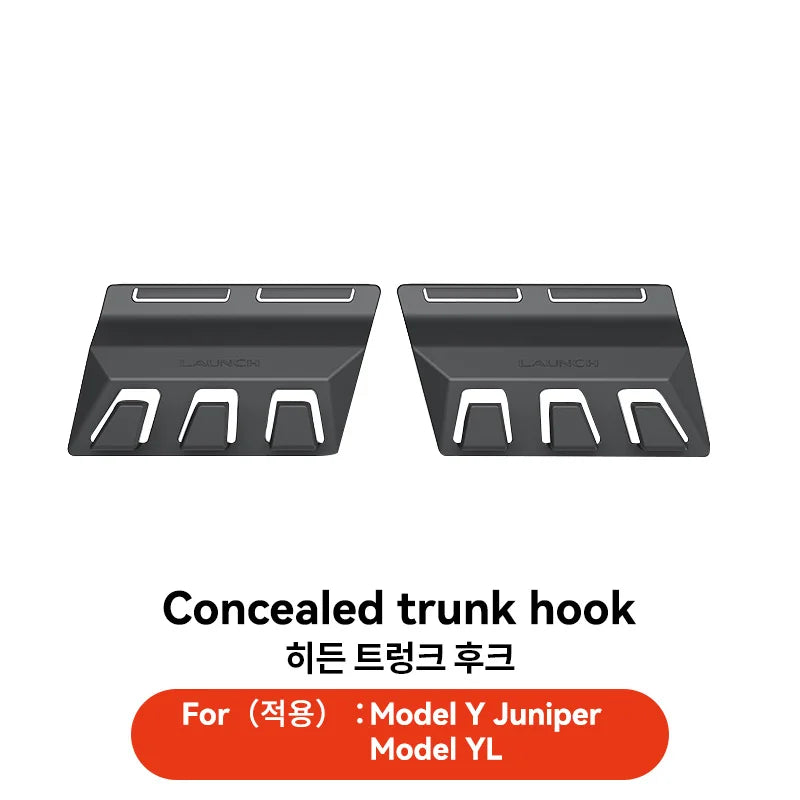 YZ 2Pcs Hidden Rear Trunk Hook Storage Hanger For Tesla Model YL Y Juniper 2025 2026 Umbrella Bag Holder Car Interior Parts Vue Black