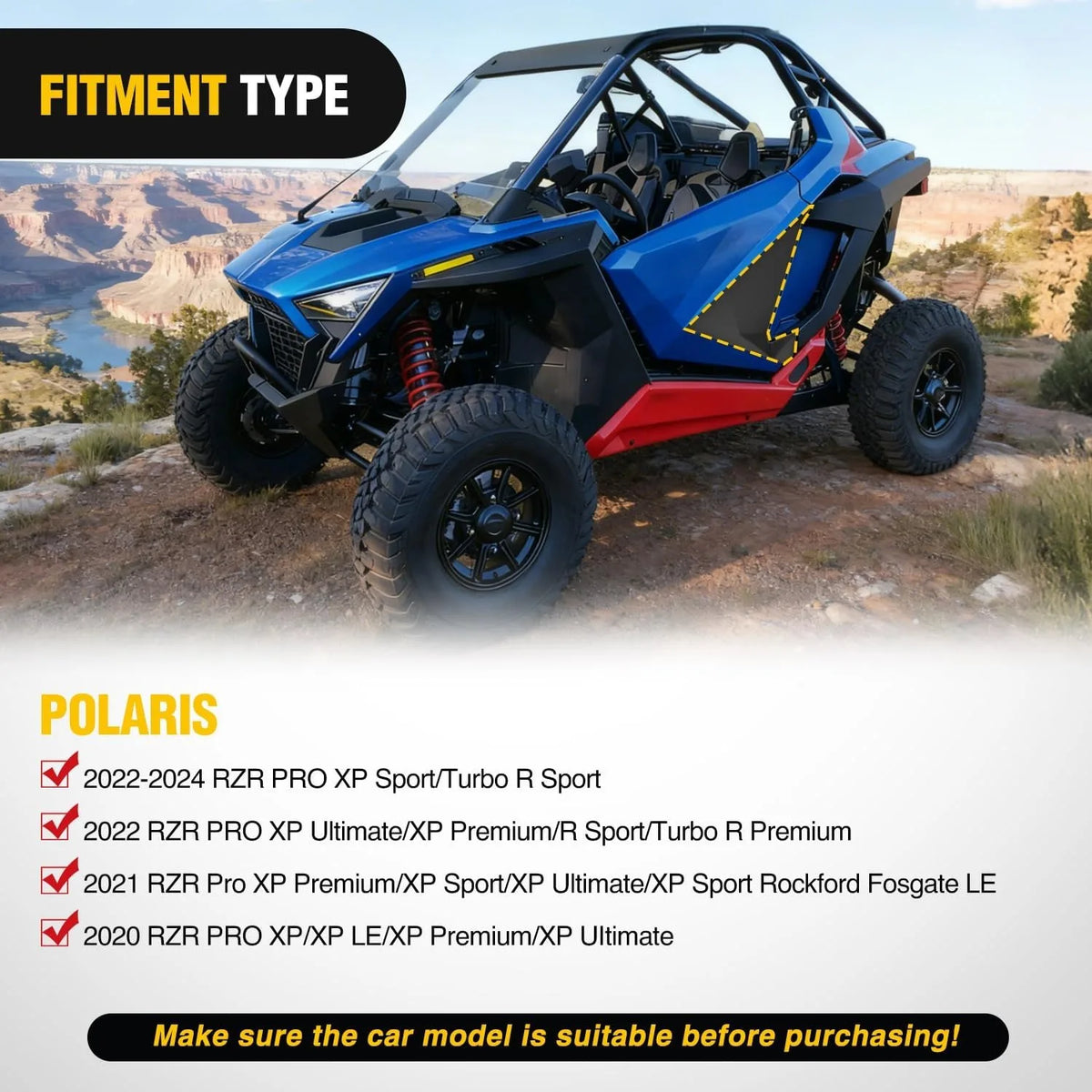 Nilight ATV&UTV Lower Door Closeoff Inserts Panels for Polaris RZR PRO XP/Pro R/Turbo R 2020-2024 Replace #2883765 (2 Door,Front Left & Right) Vue