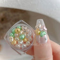 20Pcs Highlighting Love Pearl Nail Accessories 3D Peach Heart Charms Jewelry Cute Versatile Nail DIY Decoration Parts Manicure Vue Multicolor