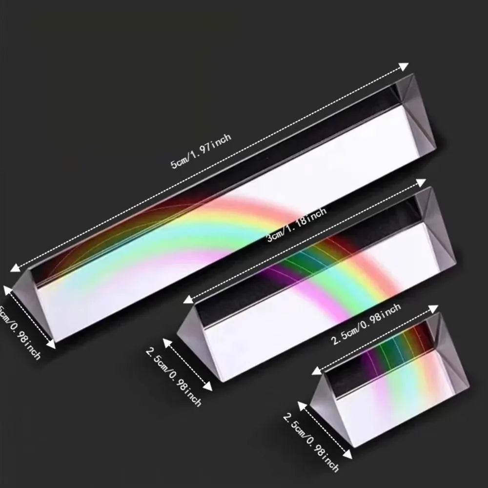 K9 Crystal Triangular Prism Seven Color Length Size Glass Prism Color Prisms Mirror Rainbow Prisma Physics Classroom Vue