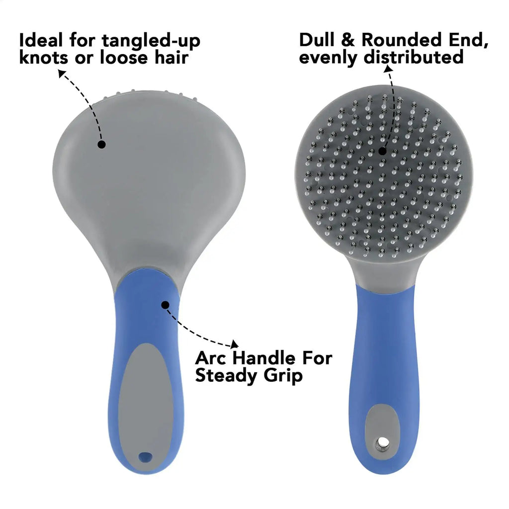 1pcs Horse Mane & Tail Brush Round Shaped Soft Rubber Grip Needle Bristles Stable Cleaning Kit Horse Grooming Brush Random Color Vue