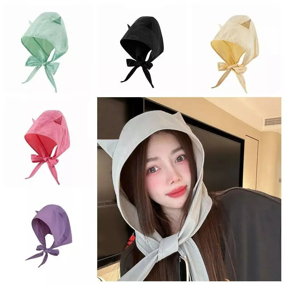 Polyester Strap Pullover Hat Solid Little Devil Headscarf Hats Funny