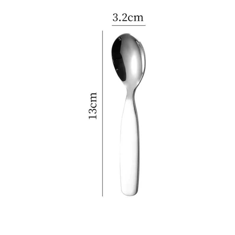 Stainless Steel Spoon Fork Set Short Handle Children's Tableware Household Baby Food Spoon Soup Spoon〔CC11〕 Vue D2