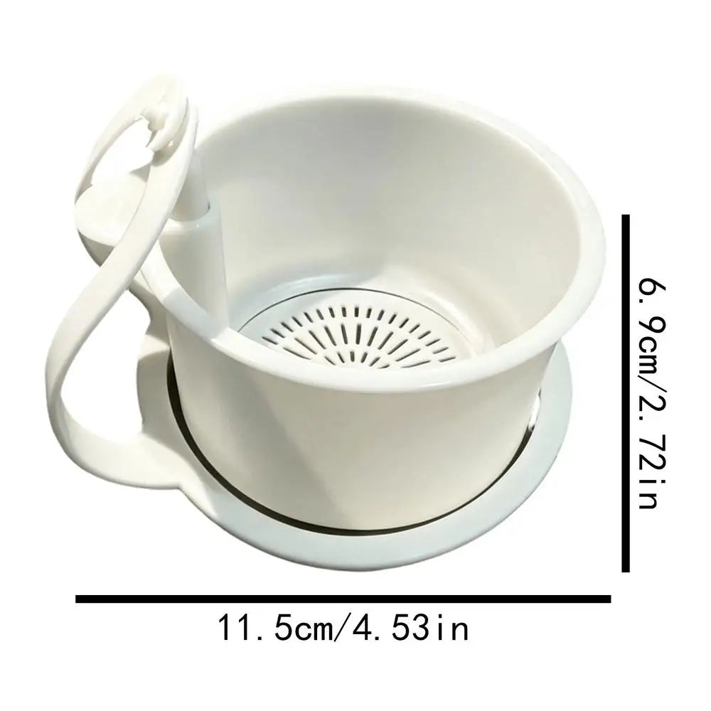 Easy Adjustable Sink Food Strainer Garbage Filter Push to Pour Design Kitchen Waste Catcher for Pasta Soup Hair Shower RV Drain Vue White 1pc