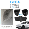For Tesla Model Y Juniper Trunk Organizer Side Storage Box Bin Organizer Flocked TPE Mat Anti-dirty 2025 2026 Travel Accessories Vue Type-5