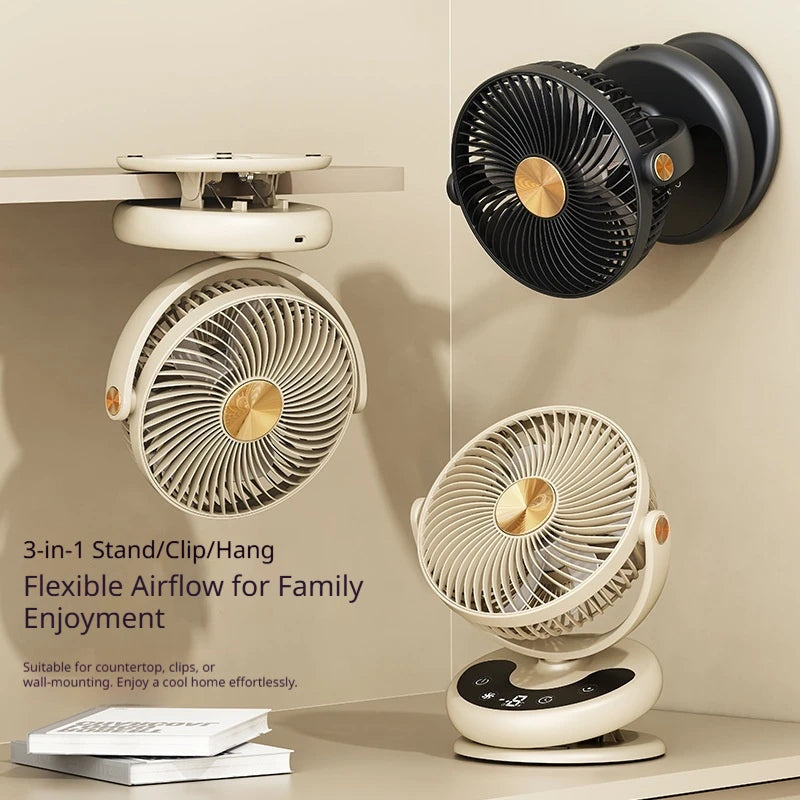 HOMEFISH Mini Oscillating Clip Fan, Portable Battery-Operated Table Fan with 4 Speed Levels, 8 inch Desk fan with Timer Vue