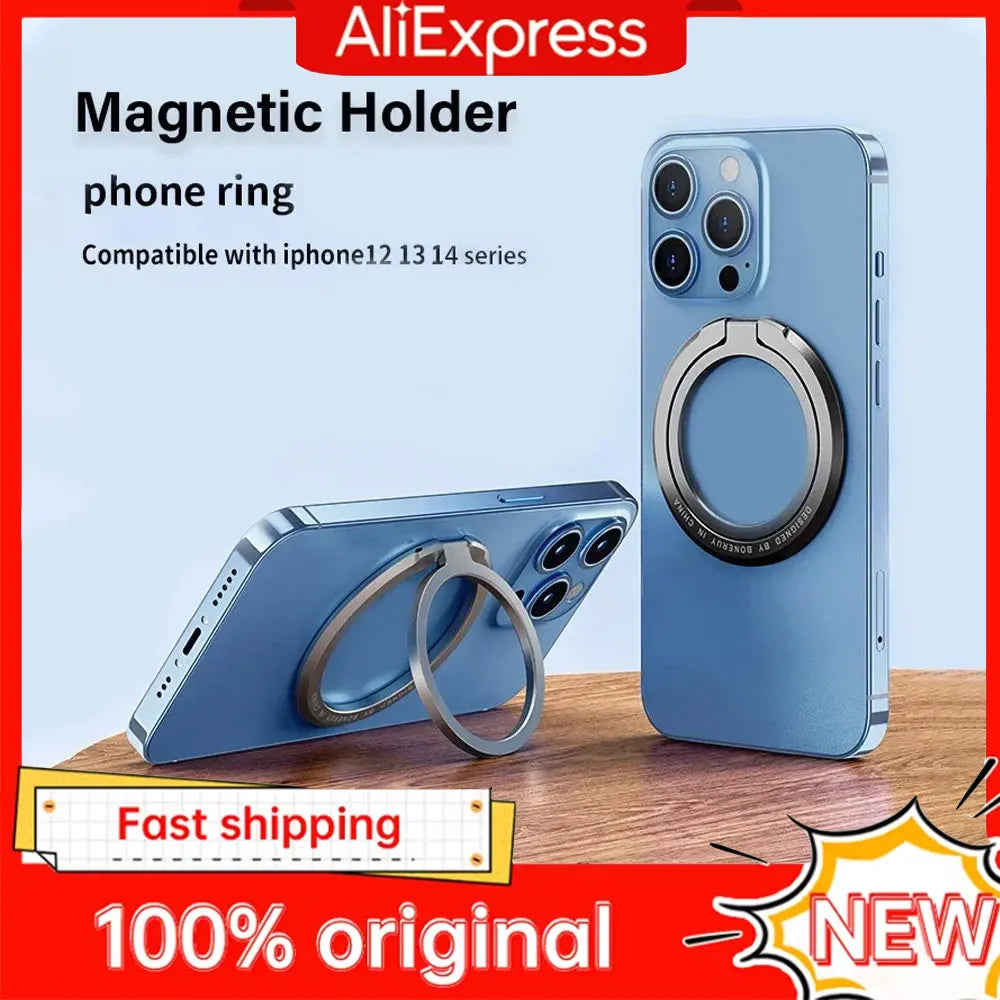 Magnetic Cell Phone Ring Holder Mobile Phone Bracket Removable Cell Phone Kickstand for MagSafe iPhone 17 16 15 Samsung Xiaomi Vue
