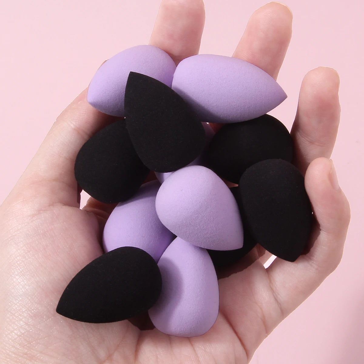 mini 12PCS Black & Purple Teardrop Soft Elastic Reusable Blending Sponges for Foundation & Concealer Makeup,Hot Sale Dual Use Be Vue