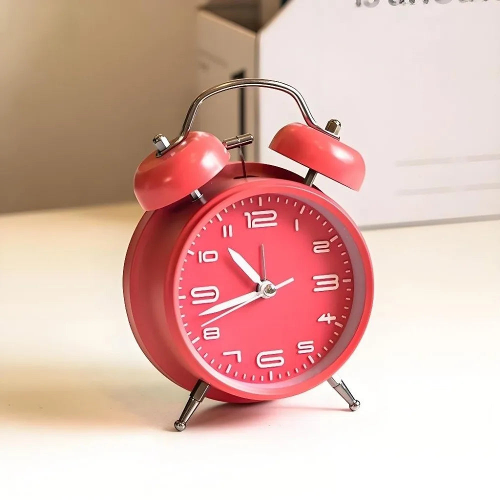 4 Inch Twin Bell Loud Alarm Clock Luminous Non-Ticking Student Alarm Clock Metal Frame Silent Strong Wake-up Table Clock Vue