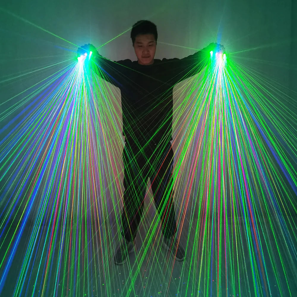 Color Red Green Blue Multi Line Laser Gloves LED Colorful Luminous Gloves for Party Stage Performance Clothing Vue