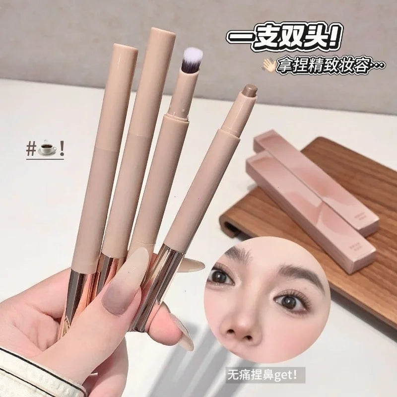 3D contouring pen Long Lasting Waterproof Matte Bronzer Stick Nose Shadow Contour Pen With Brush Facial Contour Stick Makeup Vue