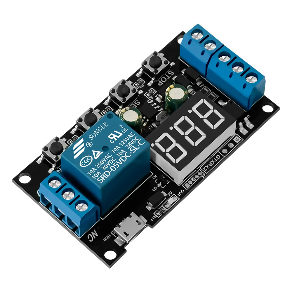 DC 5-30V Micro USB Time Delay Relay LED Display Automation Cycle Delay Timer Control Off Switch Delay Time Relay 5V 12V 24V Vue