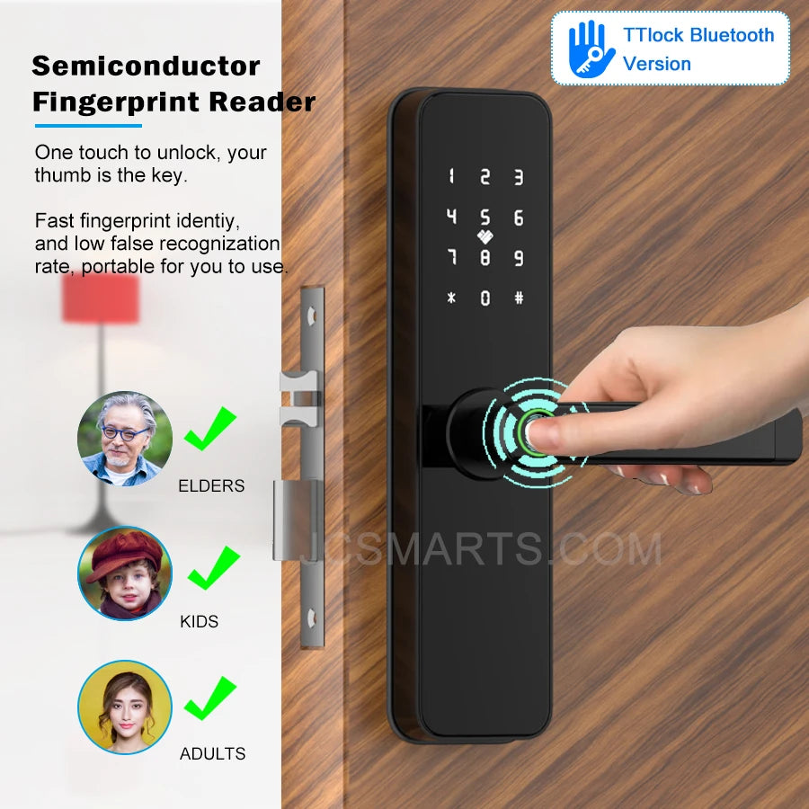Cerradura Inteligente Biometric Smart Lock Keyless TTlock Bluetooth Electronic Smart Door Lock for Apartments Vue