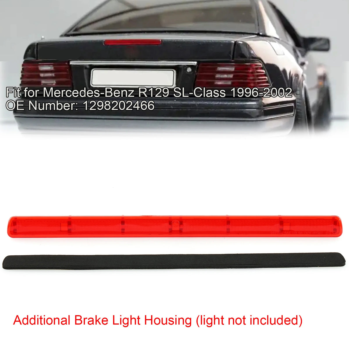 1pcs Car High-Position Brake Light Lamp Housing Additional Stop Lamp Lens for Mercedes Benz R129 SL Class 1996-2002 Vue