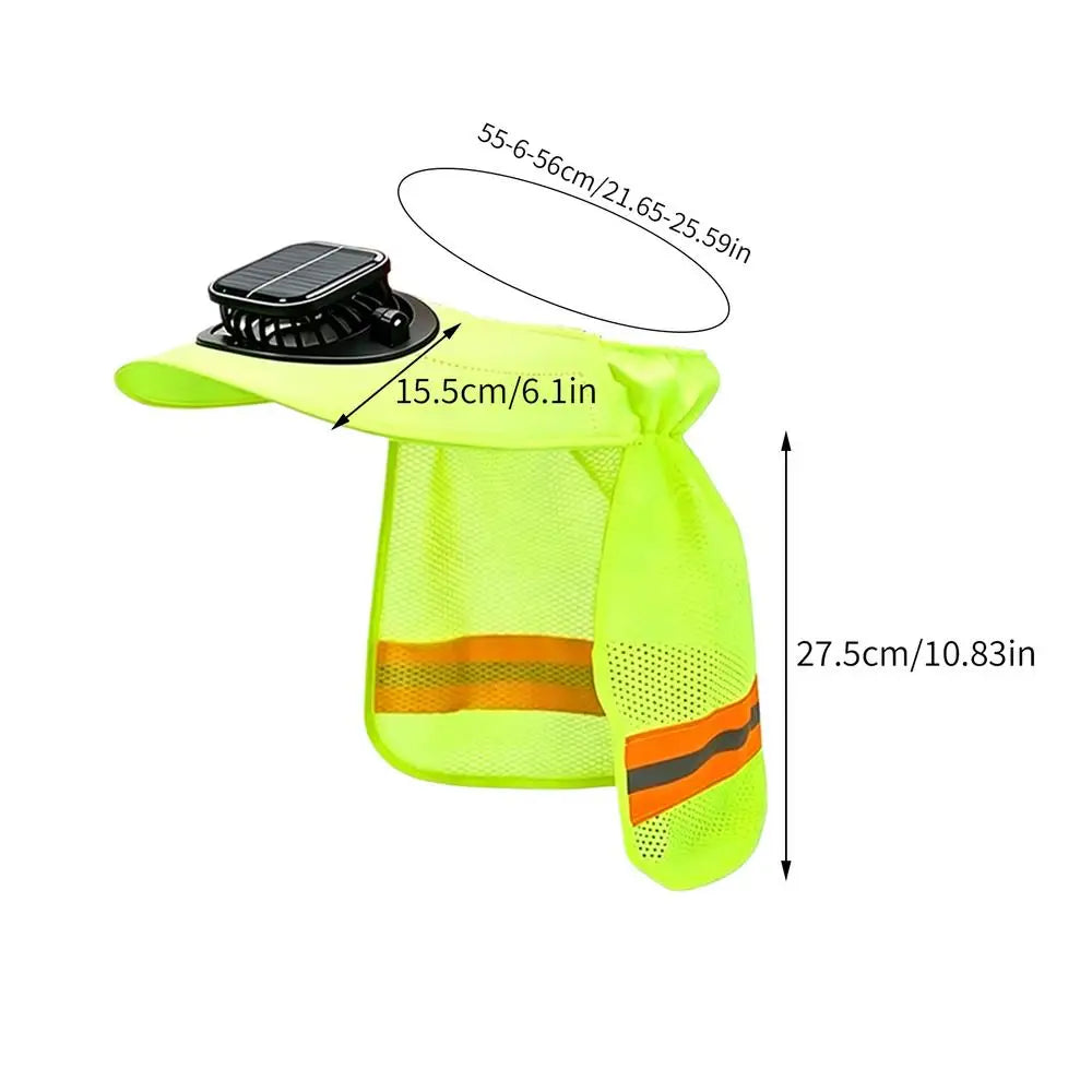 Solar Powered Hard Hat Sun Visor, Wide Brim Helmet Cap With Cooling Fan,Outdoor Safety Helmet Sun Shade Fishing Hat Multipurpose Vue B