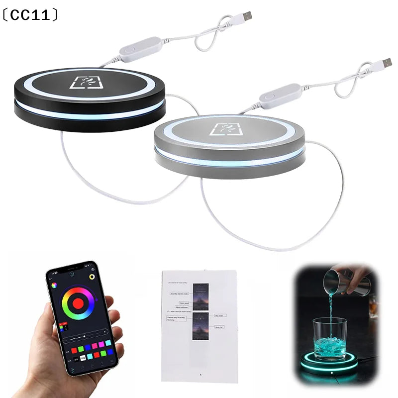 Smart Coaster Cocktail Maker Machine LED Lights Waterproof Design Vue